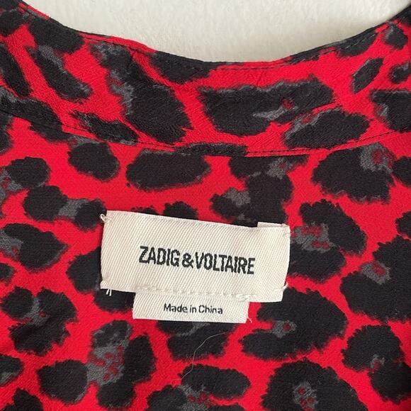Zadig & Voltaire Reveal Leopard Print Long Sleeve Blouson Minidress - Picture 5 of 16